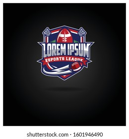 The American Football logo, used for the esports league with field lights, is red and blue and white