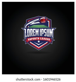 The American Football logo, used for the esports league with field lights, is red and blue and white