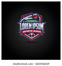 The American Football logo, used for the esports league with field lights, is red and blue and white