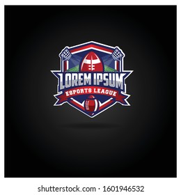 The American Football logo, used for the esports league with field lights, is red and blue and white