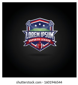 The American Football logo, used for the esports league with field lights, is red and blue and white