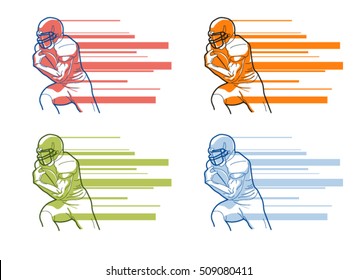 American football logos, emblems, badges, labels, marks and design elements. Graphic art. Illustration.