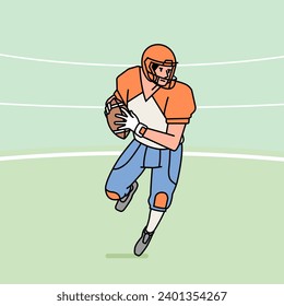 American football man male guy  character players in action Athlete on field line style illustration