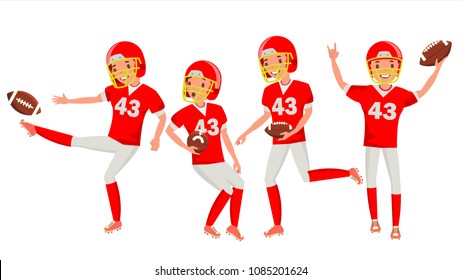 American Football Man Player Männliche Vektorillustration. Professionelle Meisterschaft. Starker Mann. Cartoon Athlete Zeichentrillustration
