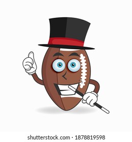 The American Football mascot character becomes a magician. vector illustration