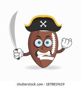 The American Football mascot character becomes a pirate. vector illustration