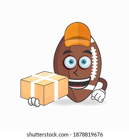The American Football mascot character is a delivery person. vector illustration