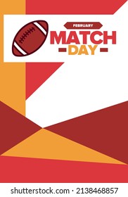 American Football Match Day. Playoff game day. Super football party in United States. Final game of regular season. Professional team championship. Ball for american football. Sport poster design