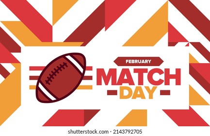 American Football Match Day. Playoff game day. Super football party in United States. Final game of regular season. Professional team championship. Ball for american football. Sport poster design