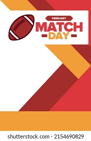 American Football Match Day. Playoff game day. Super football party in United States. Final game of regular season. Professional team championship. Ball for american football. Sport poster design