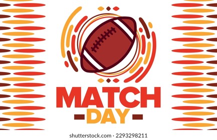 American Football Match Day. Playoff game day. Super football party in United States. Final game of regular season. Professional team championship. Ball for american football. Sport poster design