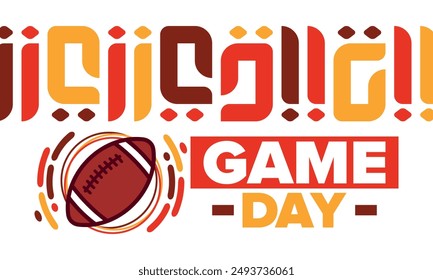 American Football Match Day. Playoff game day. Super football party in United States. Final game of regular season. Professional team championship. Ball for american football. Sport poster design