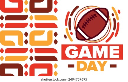 American Football Match Day. Playoff game day. Super football party in United States. Final game of regular season. Professional team championship. Ball for american football. Sport poster design