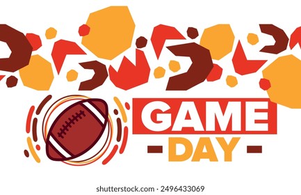 American Football Match Day. Playoff game day. Super football party in United States. Final game of regular season. Professional team championship. Ball for american football. Sport poster design