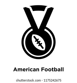 American Football Medal icon vector isolated on white background, logo concept of American Football Medal sign on transparent background, filled black symbol
