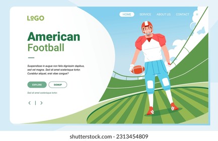 American football minimalist banner web illustration mobile landing page GUI UI player standing on field