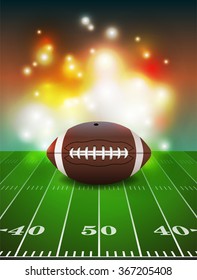 American football on grass turf field illustration. Vector EPS 10 available.