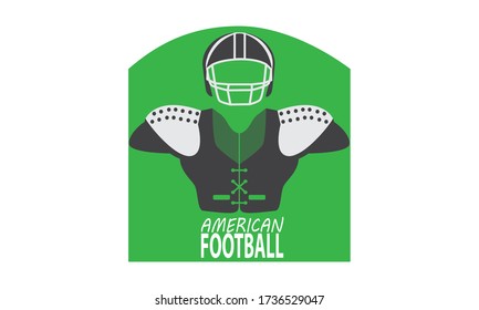 American football pads and helmet vector, Rugby armor and helmet symbol, American football tools, wear illustration on a white background