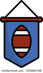 American Football Pennant Icon. Editable Outline With Color Fill Design. Vector Illustration.