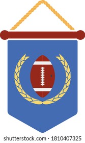 American Football Pennant Icon. Flat Color Design. Vector Illustration.