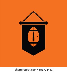 American football pennant icon. Orange background with black. Vector illustration.