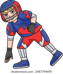 American Football Player 3 Point Stance Clipart
