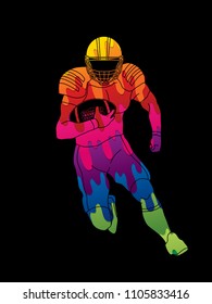 American football player action designed using colorful graphic vector