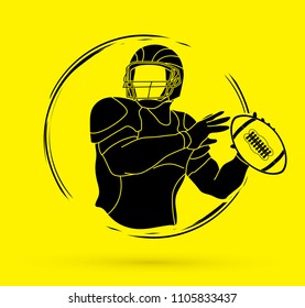 American football player action graphic vector