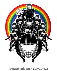 American Football player action, Group of sportsman player, sport concept graphic vector.