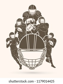 American Football player action, Group of sportsman player, sport concept graphic vector.