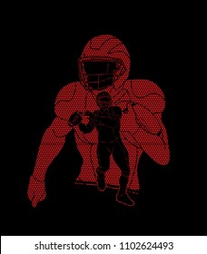 American Football player action, sport concept designed using geometric pattern graphic vector.