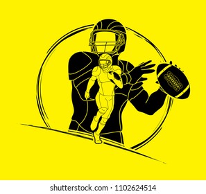 American Football player action, sport concept graphic vector.