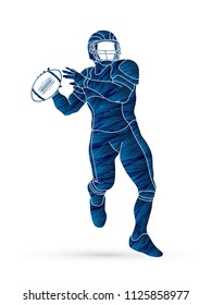 American Football player action, sport concept designed using grunge brush graphic vector.