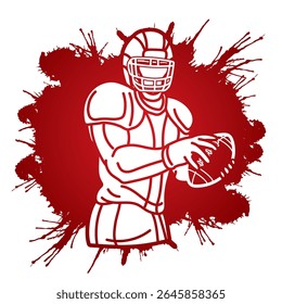 American Football Player Action Sport Cartoon Graphic Vector
