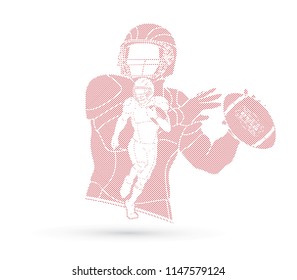 American Football player action, sportsman player, sport concept graphic vector.