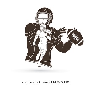 American Football player action, sportsman player, sport concept graphic vector.