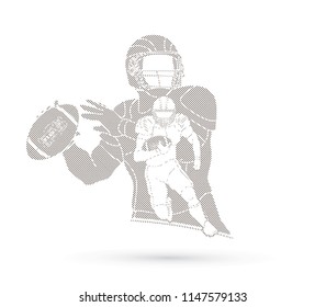 American Football player action, sportsman player, sport concept graphic vector.