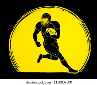 American Football player action, sportsman player, sport concept graphic vector.