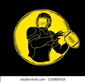 American Football player action, sportsman player, sport concept graphic vector.