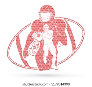 American Football player action, sportsman player, sport concept graphic vector.