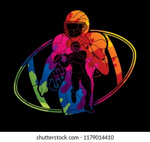 American Football player action, sportsman player, sport concept graphic vector.