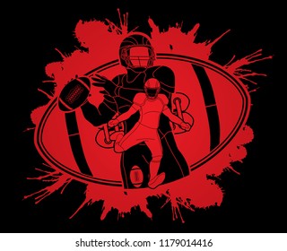 American Football player action, sportsman player, sport concept graphic vector.