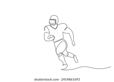american football player athlete ball team running one line art design