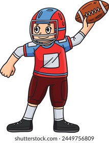 American Football Player with Ball Cartoon Clipart