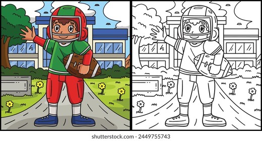 American Football Player with a Ball Illustration