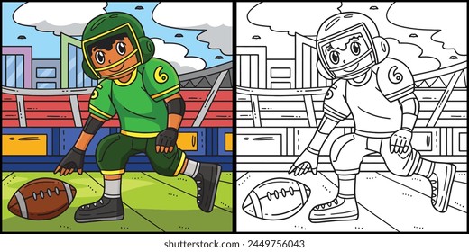 American Football Player with a Ball Illustration