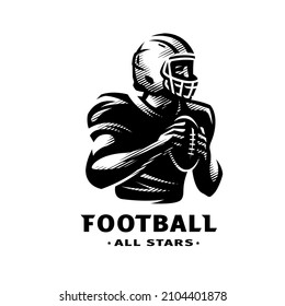 American Football Player With Ball, Logo.