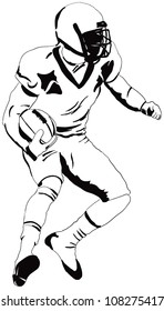 American football player with the ball. Vector illustration.