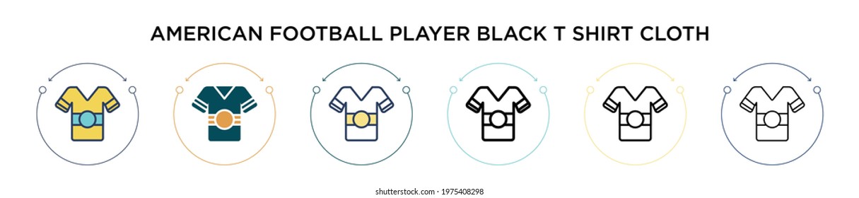 American football player black t shirt cloth icon in filled, thin line, outline and stroke style. Vector illustration of two colored and black american football player black t shirt cloth vector