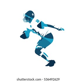 American football player, blue vector illustration